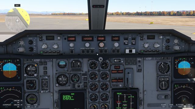 Glareshield s autopilotom (FCP) a predný panel