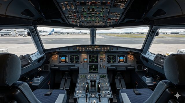 Kokpit A320 (ilustrácia, nie skutočná fotografia)